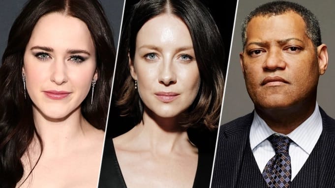 Rachel-Brosnahan-Caitriona-Balfe-and-Laurence-Fishburne