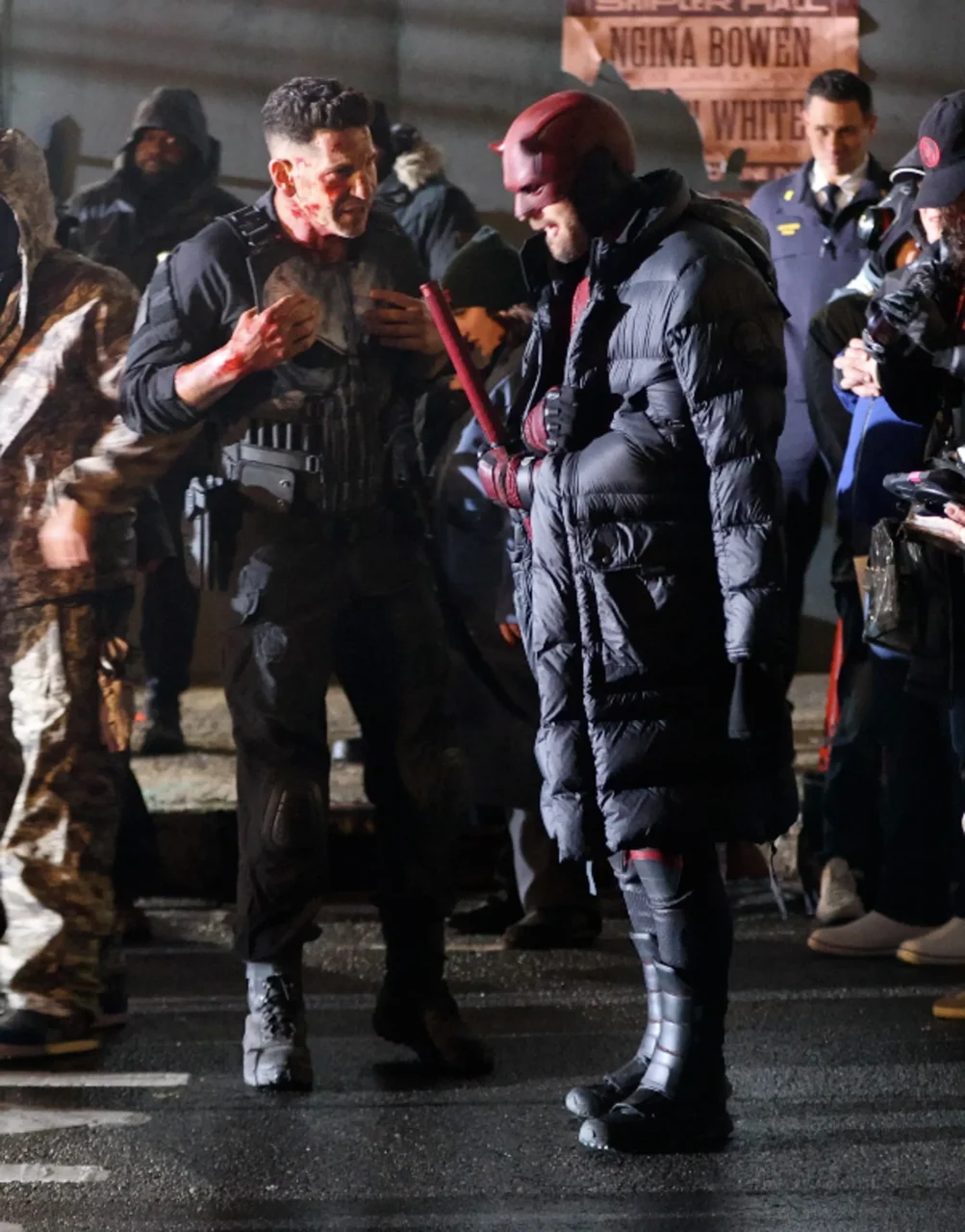 Jon Bernthal y Charlie Cox son vistos en el set de “Daredevil Born Again” en Brooklyn el 3 de abril de 2024 en la ciudad de Nueva York. (Foto de José Pérez/Bauer-Griffin/GC Images)
Imágenes de GC